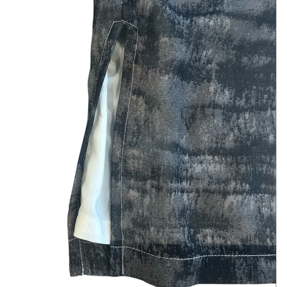 LOFT Size 6 Geometric Gray and White Midi Sheath